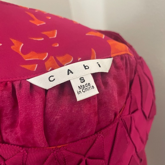 CAbi Sz S Origami Pink & Orange Tunic Top Sleeveless Blouse Chiffon Layered #999 - Picture 6 of 6